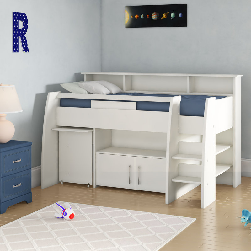 Isabelle & Max Olsen European Single Mid Sleeper Loft Bed with Shelf